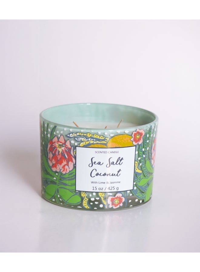 IRIS CELESTE Sea Salt Coconut Jar Candle 425grams - 3 wick Scented candle 15oz  | 50 hrs burn-time | Perfect for Gifting, Home Décor, Parties & Room Perfuming | Ideal for Living room and Office Décor - Image 2